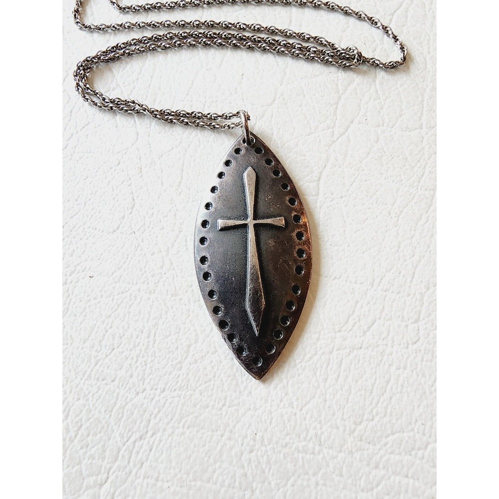 James Avery RARE Retired Sterling Vintage 2" Cross Shield Pendant Chain UNISEX